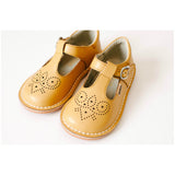 L'Amour Mustard Medallion T-Strap Leather Stitch Down Mary Jane - Babychelle.com