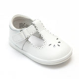 Angel Baby Girls White Scalloped T-Strap Mary Janes