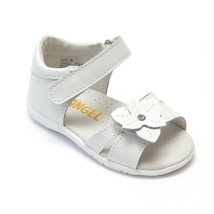 Angel Baby Girls White Triangular Flower Sandals - Babychelle.com