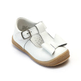 L'Amour Girls White T-Strap Bow Mary Janes - Babychelle.com