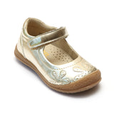 Angel Baby Girls Gold Flower Stitched Mary Janes