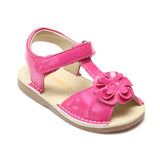 L'Amour Girls Patent Fuchsia Curly Flower Sandals - Babychelle.com