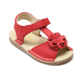 L'Amour Girls Red Curly Flower Sandals - Babychelle.com