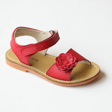 L'Amour Girls Red Gerbera Leather Sandals