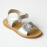 L'Amour Girls Silver Gerbera Leather Sandals
