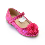 L'Amour Girls Fuchsia Glitter Special Occasion Flats - Babychelle.com