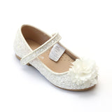 L'Amour Girls White Glitter Special Occasion Flats - Babychelle.com