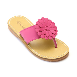 L'Amour Girls Fuchsia Tonal Flower Thong Sandal - Babychelle.com