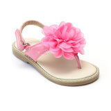 L'Amour Girls Pink Organza Flower Thong Sandals - Babychelle.com