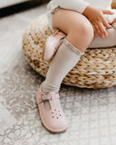 Classic Blush Pastel Pink Toddler T-Strap Leather Mary Jane Shoes - Babychelle.com