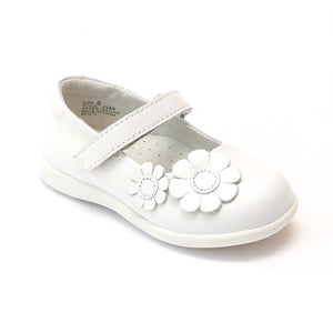 L'Amour Girls Flower Power White Sporty Mary Janes - Babychelle.com
