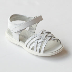 L'Amour Girls J410 White Crisscross Sandals