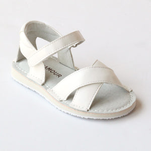 L'Amour Girls J660 White Crisscross Sandals