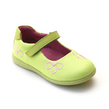L'Amour Girls Lime Mesh Mary Jane with Embroidered Flowers - Babychelle.com