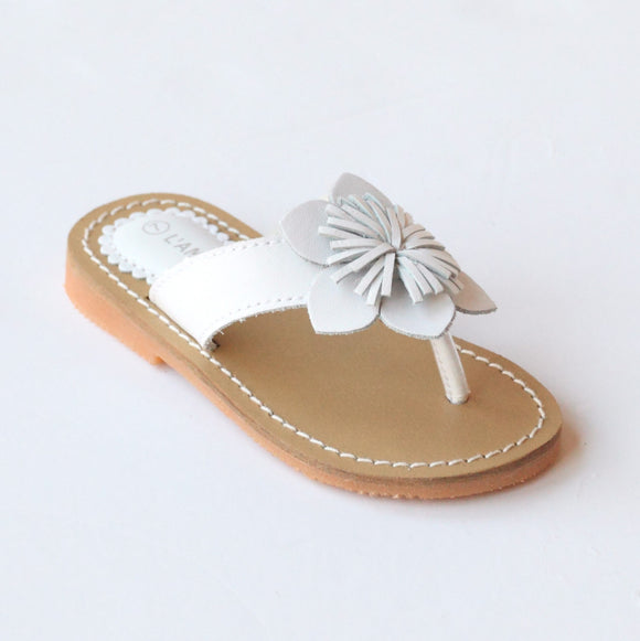L'Amour Girls J720 White Flower Thong Sandals