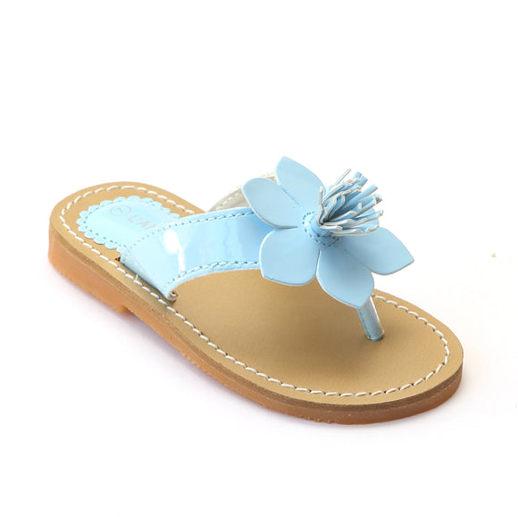 L'Amour Girls Light Blue Flower Thong Sandal - Babychelle.com