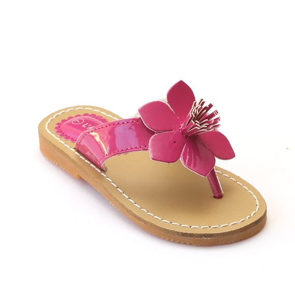 L'Amour Girls Fuchsia Flower Thong Sandals - Babychelle.com