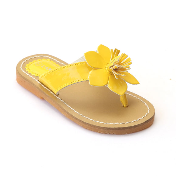 L'Amour Girls J720 Yellow Flower Thong Sandals - Babychelle.com