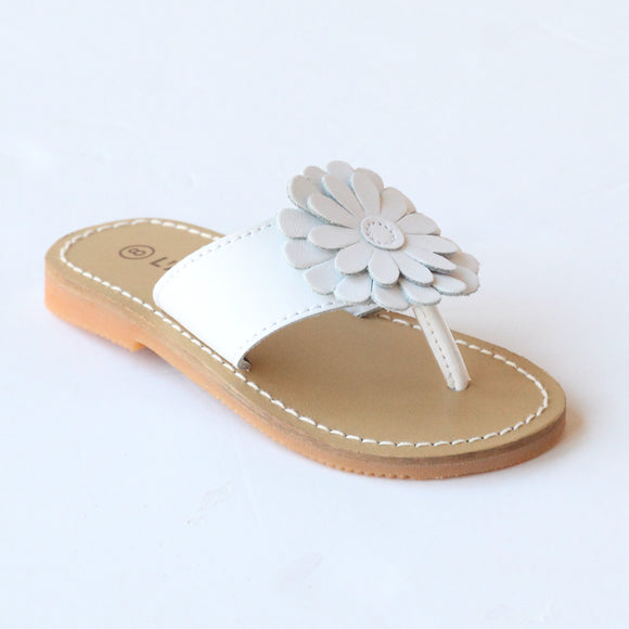 L'Amour Girls J740 White Flower Thong Sandals