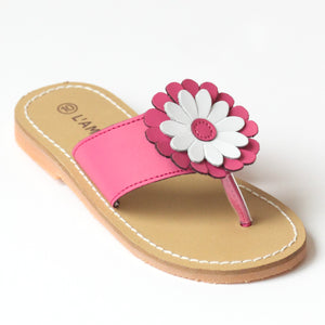 L'Amour Girls J740 Fuchsia Flower Thong Sandals