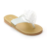 L'Amour Girls White Organza Flower Thong Sandals - Babychelle.com