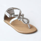 L'Amour Girls Silver Swirl Loop Sandals