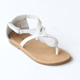 L'Amour Girls White Swirl Loop Sandals