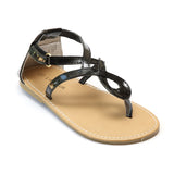 L'Amour Girls Black Swirl Loop Sandals - Babychelle.com