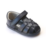 Angel Baby Boys Navy Leather Fisherman Sandals - Babychelle.com