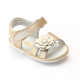 Angel Baby Girls Champagne Flower Toe Strap Sandals - Babychelle.com