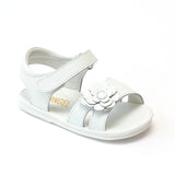 Angel Baby Girls White Flower Toe Strap Sandals - Babychelle.com