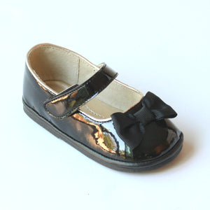 Angel Baby Girls Patent Gold Mary Jane with Bow - Babychelle.com
