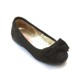 L'Amour Black Suede Flat with Velvet Bow - Babychelle