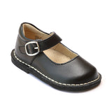 L'Amour Girls Black Classic Matte Leather Mary Janes - Babychelle.com