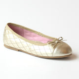 L'Amour Girls Gold Quilted Ballet Flats