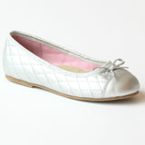 L'Amour Girls Silver Quilted Ballet Flats
