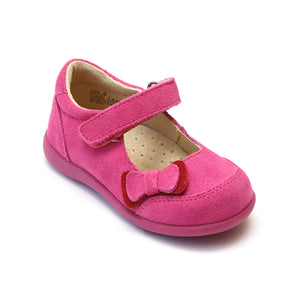 L'Amour Girls Classic Fuchsia Double Bow Mary Janes - Babychelle.com