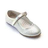 L'Amour Girls Silver Ankle Strap Glitter Flats - Babychelle.com
