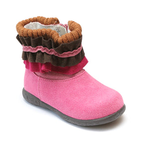 L'Amour Girls Fuchsia Ruffle Collar Boot - Babychelle.com