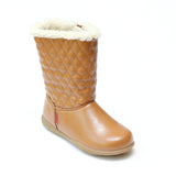 L'Amour Girls Brown Quilted Mid Calf Boot - Babychelle.com