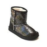 L'Amour Girls Glitter Black Fleeced Faux Fur Boots - Babychelle.com