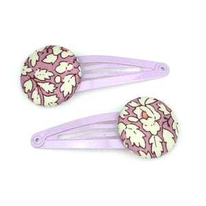 Ali Liberty of London Lilac Button Hair Snap Clips - Babychelle.com