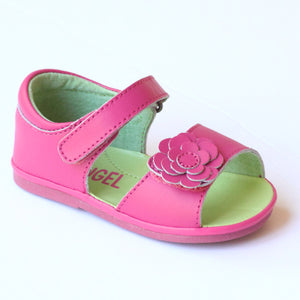 Angel Baby Girls Silver Flower Leather Open Toe Sandals - Babychelle.com