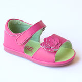 Angel Girls Fuchsia Flower Leather Open Toe Sandals