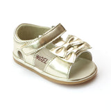 Angel Baby Girls Gold Twin Bow T-Strap Sandal - Babychelle.com