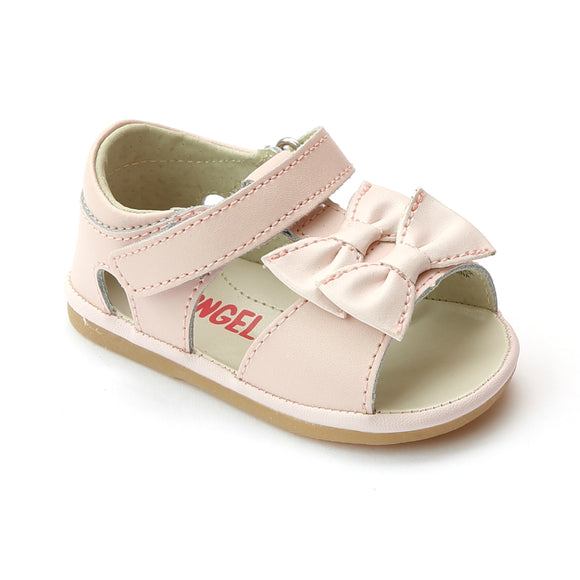 Angel Baby Girls Pink Twin Bow T-Strap Sandal - Babychelle.com