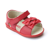 Angel Baby Girls Red Twin Bow T-Strap Sandal - Babychelle.com