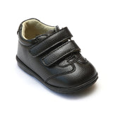 Angel Baby Boys Black Leather Double Strap Sneakers - Babychelle.com