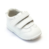 Angel Baby Boys White Leather Double Strap Sneakers - Babychelle.com
