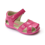 Angel Girls Fuchsia Cross Strap Leather Sandal - Babychelle.com